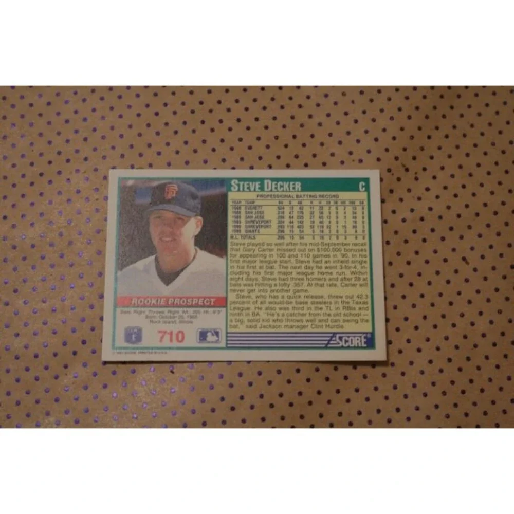 Steve Decker #710 Baseball Card (1991)